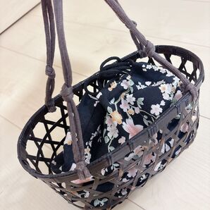 浴衣 カゴバッグ 巾着付き 桜