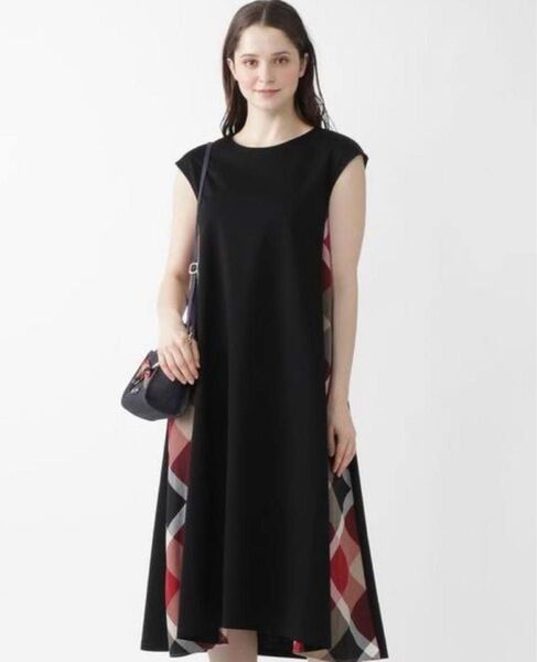 クレストブリッジブルーレーベル異素材切り替えワンピース