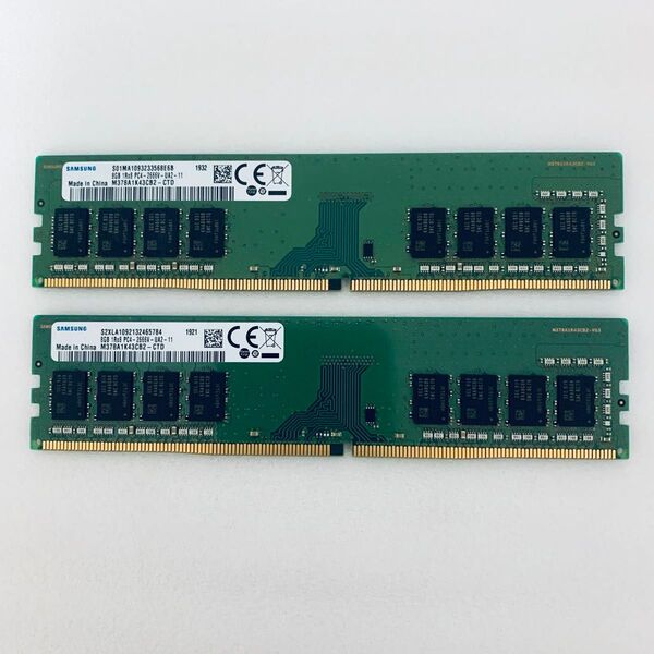 SAMSUNG デスクトップPC用メモリー DDR4 8GB PC4-2666V の中古品 2個 合計16GB
