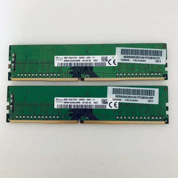 SK hynix デスクトップPC用メモリー DDR4 8GB PC4-2666V の中古品 2個 合計16GB