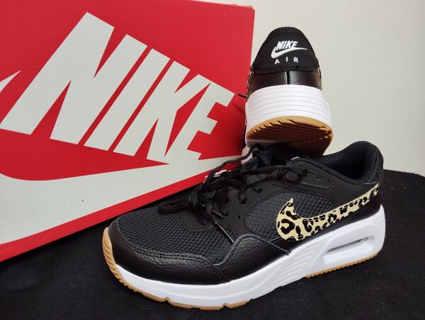 新品24cmナイキNIKEレディーススニーカーAIRMAX SCエアマックスエスシー黒ブラックヒョウ柄豹柄レオパードアニマル柄