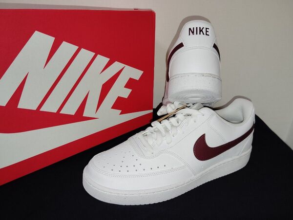 新品29.5cmナイキコートビジョンホワイトバーガンディCOURTVISIONエアフォース1AF1好きにNIKEメンズスニーカー