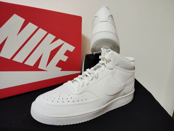 新品28.5cmナイキNIKEメンズスニーカーコートビジョンミッドホワイト白エアフォース1AF1ハイカット好きに