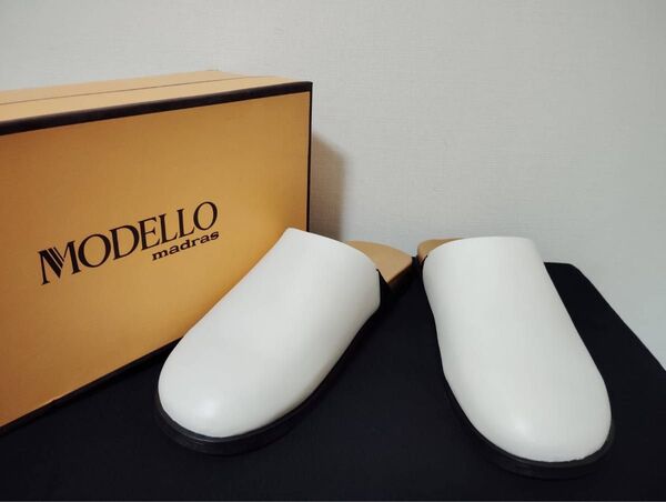 新品MadrasMODELLOマドラスモデロ26cm26.5cm カバロス加工フットベットサボサンダルDM5135白本革本皮