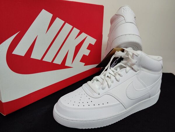新品28cmナイキNIKEメンズスニーカーコートビジョンミッドホワイト白エアフォース1AF1ハイカット好きに