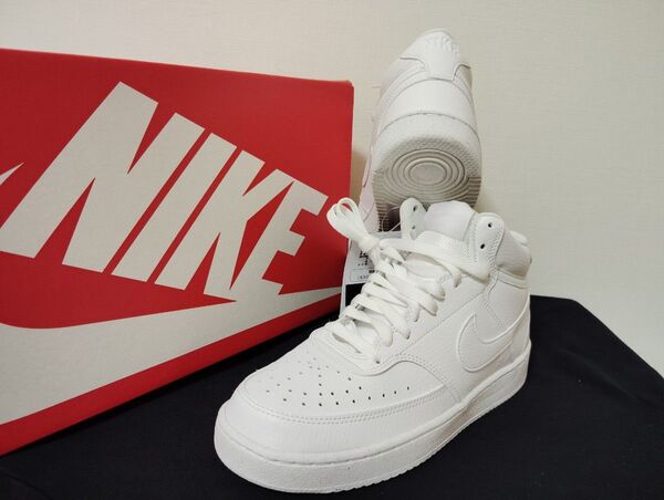 新品25.5cmナイキNIKEメンズスニーカーコートビジョンミッドホワイト白エアフォース1AF1ハイカット好きに