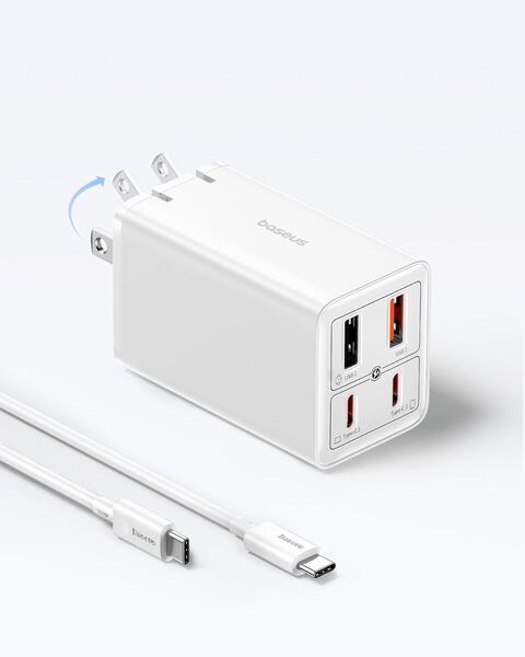 Baseus GaN6Pro 65w 2c+2u急速充電器 PD3.0/QC3.0対応 100W1Mケーブル付