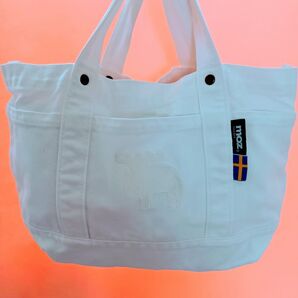 moz ミニトートバッグ 白 エルク 刺繍入り