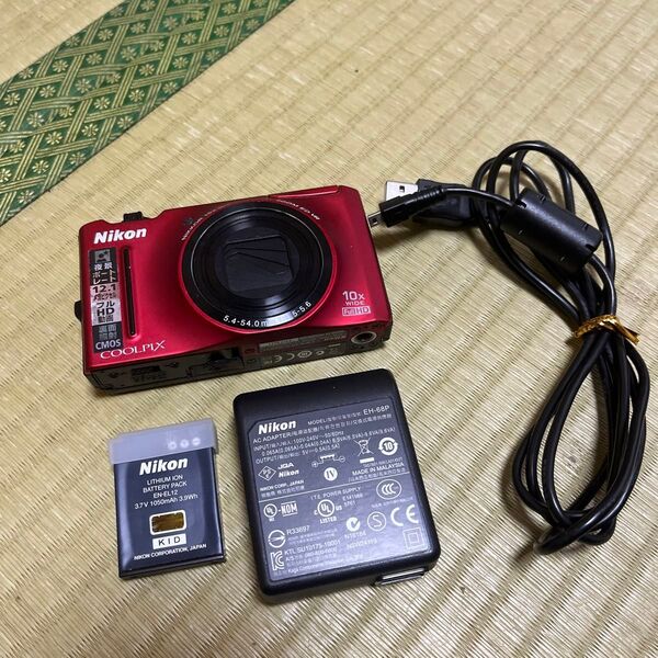 動作品 Nikon COOLPIX S8100 デジタルカメラ デジカメ レッド バッテリー 充電器付き