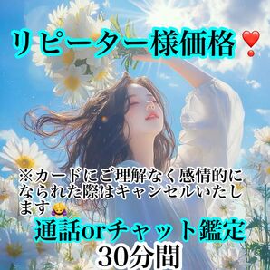 大好評リピーター様限定価格【通話鑑定】30分間3000縁。恋愛。カウンセリング。秘密の恋。略奪。人間関係。気持ち。寄り添い型。