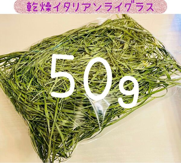 【乾燥イタリアンライグラス】2025 本日乾燥 50g 小動物エサ 天日干しより青々香りが凄い良い 小穂無し 柔らかいはと茎のみ