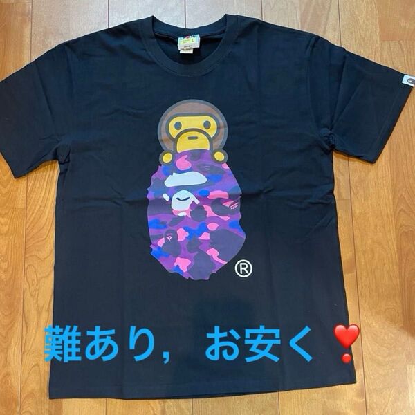 APE 半袖 Tシャツ ブラック 男女兼用 L 難ありお安く!