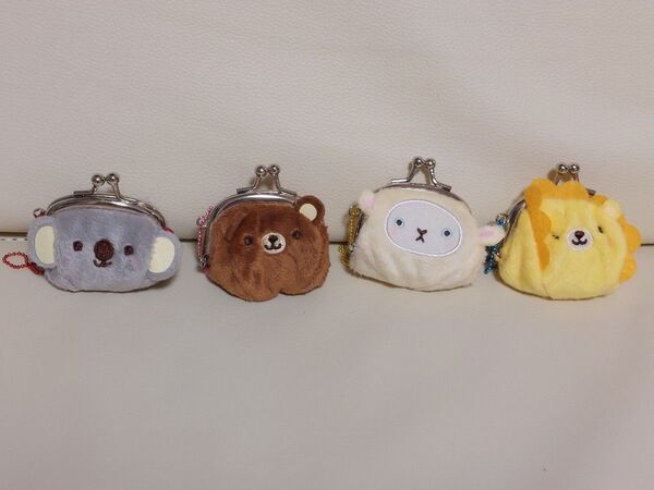 新品 4個セット がま口 財布 小物入れ ミニポーチ 動物 アニマル