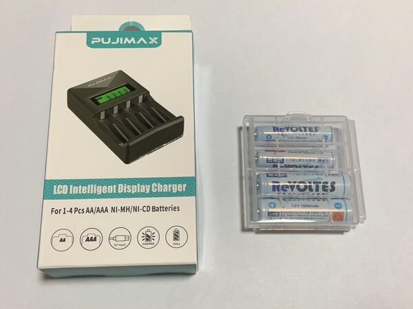 PUJIMAX 4スロット 急速充電器 充電池4本セット