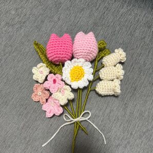 【特別価格】編み物 枯れない花束 毛糸のお花 ウールフラワー