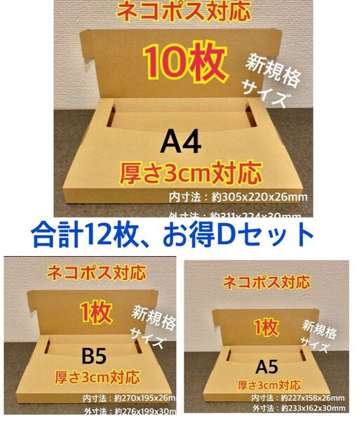 ★Dセット新商品新規格A4:10枚・B5:1枚・A5:1枚ネコポス対応合計12枚