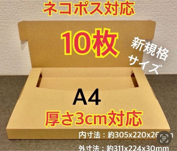● ●新商品【10枚】新規格A4サイズ(最大)ネコポス対応 段ボール箱
