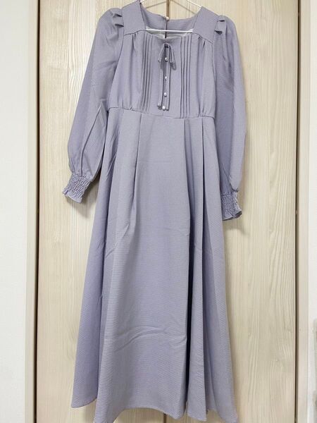 tocco closetリボン&パール付きバックレースアップ千鳥柄ワンピース