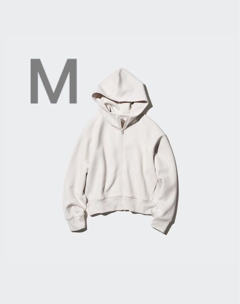 UNIQLO ユニクロ ドライスウェット フルジップ パーカー M ライトグレー 白 ホワイト