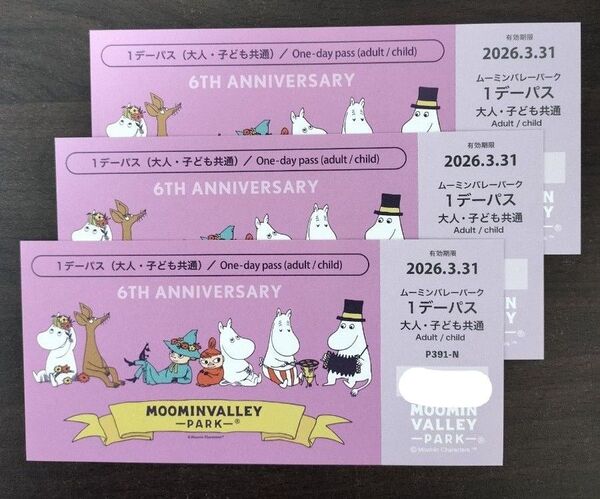 ムーミンバレーパーク1dayパス 3枚