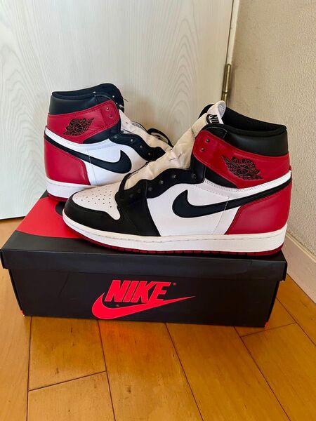 Nike Air Jordan 1 Retro High OG Black Toe( 2016) us10 28cm美中古 つま黒