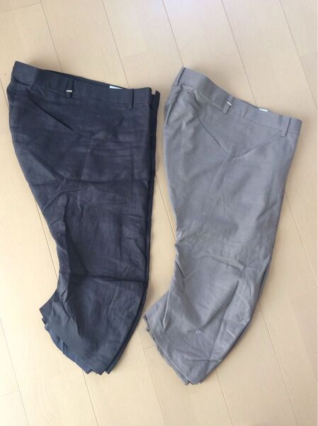 リネンサルエルクロップドカーブパンツ 2本セット 七分丈 立体裁断