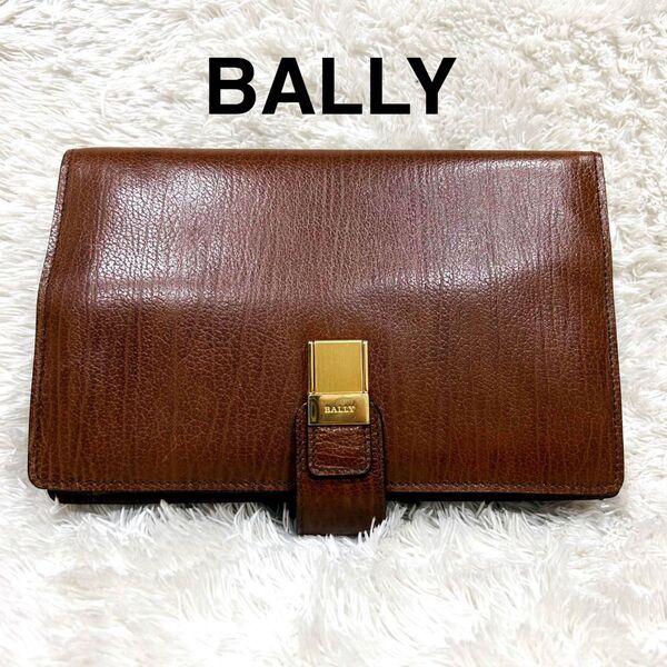 美品 BALLY バリー クラッチバッグ セカンドバッグ ゴールド金具 レザー ブラウン 本革