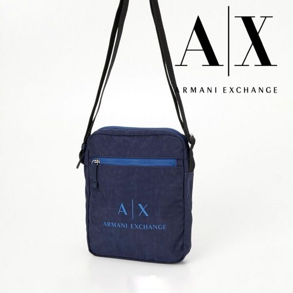 Armani Exchange アルマーニ サコッシュ ショルダーバッグ デカロゴ 肩掛け ネイビー 紺 ナイロン