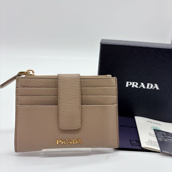 【美品・正規品】PRADA プラダ フラグメントケース RFIDタグ ベージュ パスケース コインケース ICチップ 現行