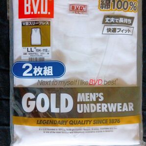 B.V.D. メンズ下着 Vネックスリーブレス LL 2枚組