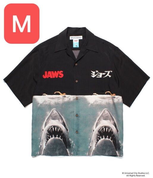 Mサイズ WACKO MARIA x Jaws Hawaiian Shirt "Black" ワコマリア ジョーズ