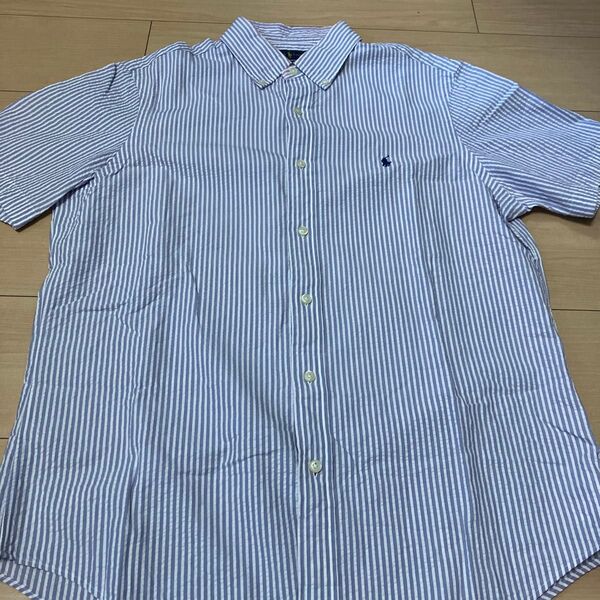 国内正規品 ラルフローレン シアサッカー 半袖ボタンダウンシャツ Mサイズ CLASSIC FIT 綿100