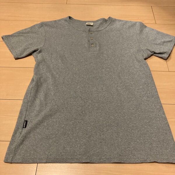 AVIREX 半袖 ヘンリーネック Tシャツ グレー XLサイズ 上野商会