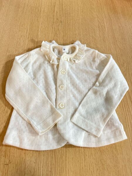 西松屋 薄手 カーディガン 90cm フリル ホワイト 白 女の子 長袖