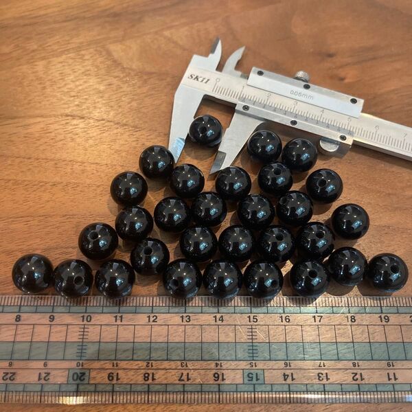 天然石 オニキス パワーストーン 黒 ブラック 大玉 丸玉 30粒
