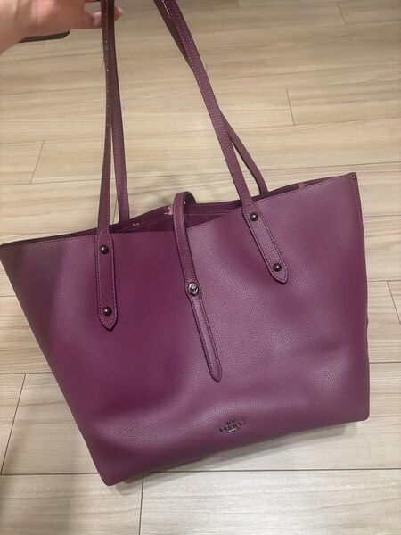 COACH コーチ トートバッグ ショルダーバッグ レザー パープル 本革