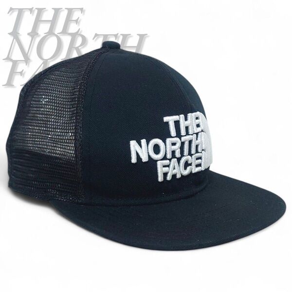 美品 THE NORTH FACE NORTH ノースフェイス メッセージ メッシュ キャップ 帽子 CAP 黒 ブラック