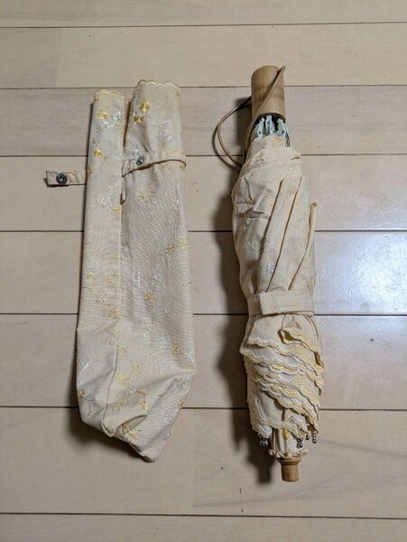 日傘 折りたたみ 女性用 ベージュ ブランド不明 中古