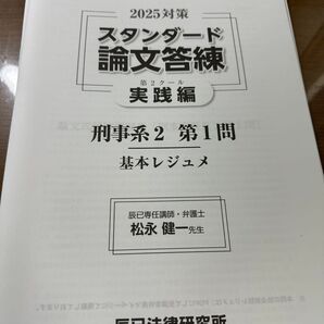 辰巳2025合格目標 司法試験 スタンダード論文答練 基本編 実践編(第1クール、第2クール)のセットになります。