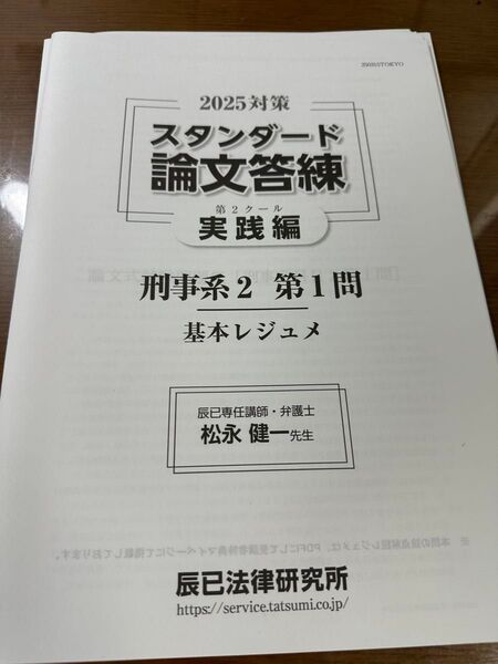 辰巳2025合格目標 司法試験 スタンダード論文答練 基本編 実践編(第1クール、第2クール)のセット