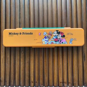 -大人気-Disney ミッキー&フレンズ 箸ケース オレンジ
