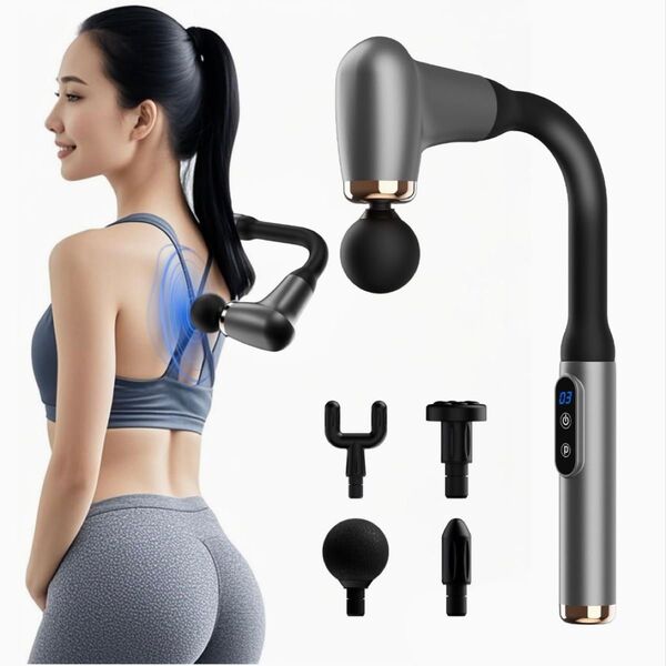 マッサージガン 筋膜リリースガン マッサージ器 ハンディガン 革新長柄設計 背中まで届く 10mm深層振幅 6段階強力振動 全身