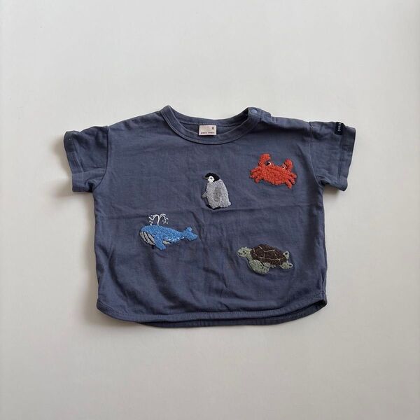 petit main プティマイン 海の生き物 刺繍ワッペンTシャツ