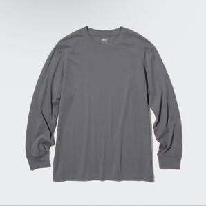 ユニクロ エアリズムコットンUVカットクルーネックT(長袖) グレー