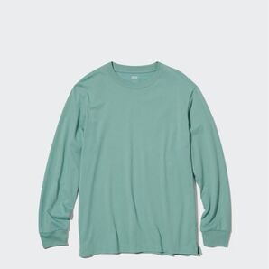 ユニクロ エアリズムコットンUVカットクルーネックT(長袖) グリーン