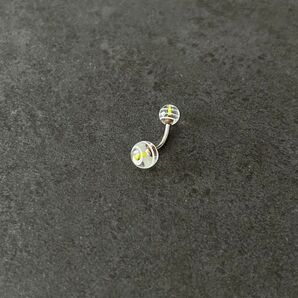 ボディピアス へそピアス クリア イエロー ラインストーン 14g 水風船