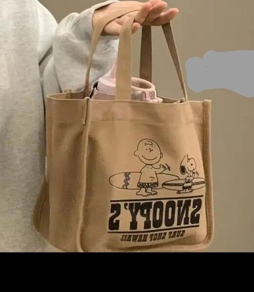 新品 SNOOPY スヌーピーランチバッグミニ トートバッグ ベージュ