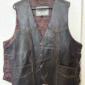 UNIK Premium レザーベスト ブラウン ヴィンテージ 古着