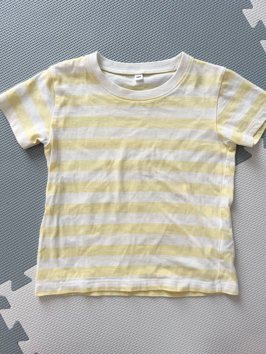 イエロー　ボーダー半袖Tシャツ