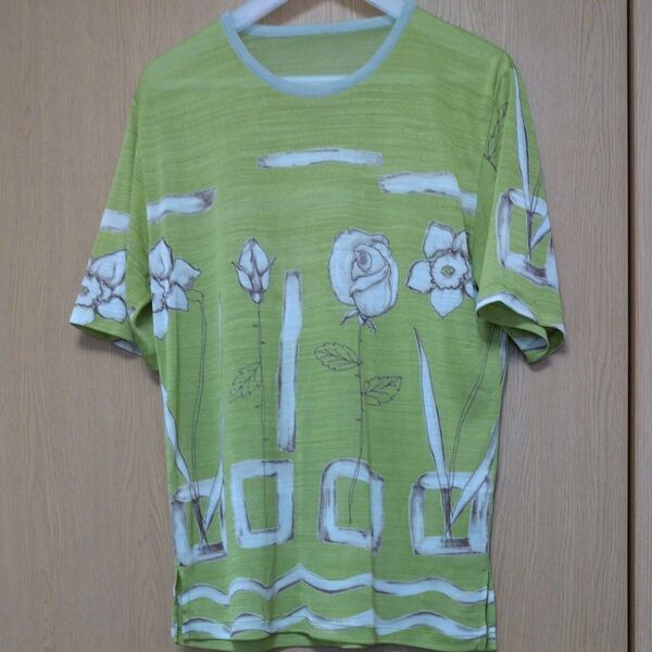 花柄Tシャツ グリーン Mサイズ